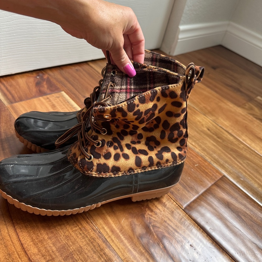 Leopard Print Women's Duck Boots